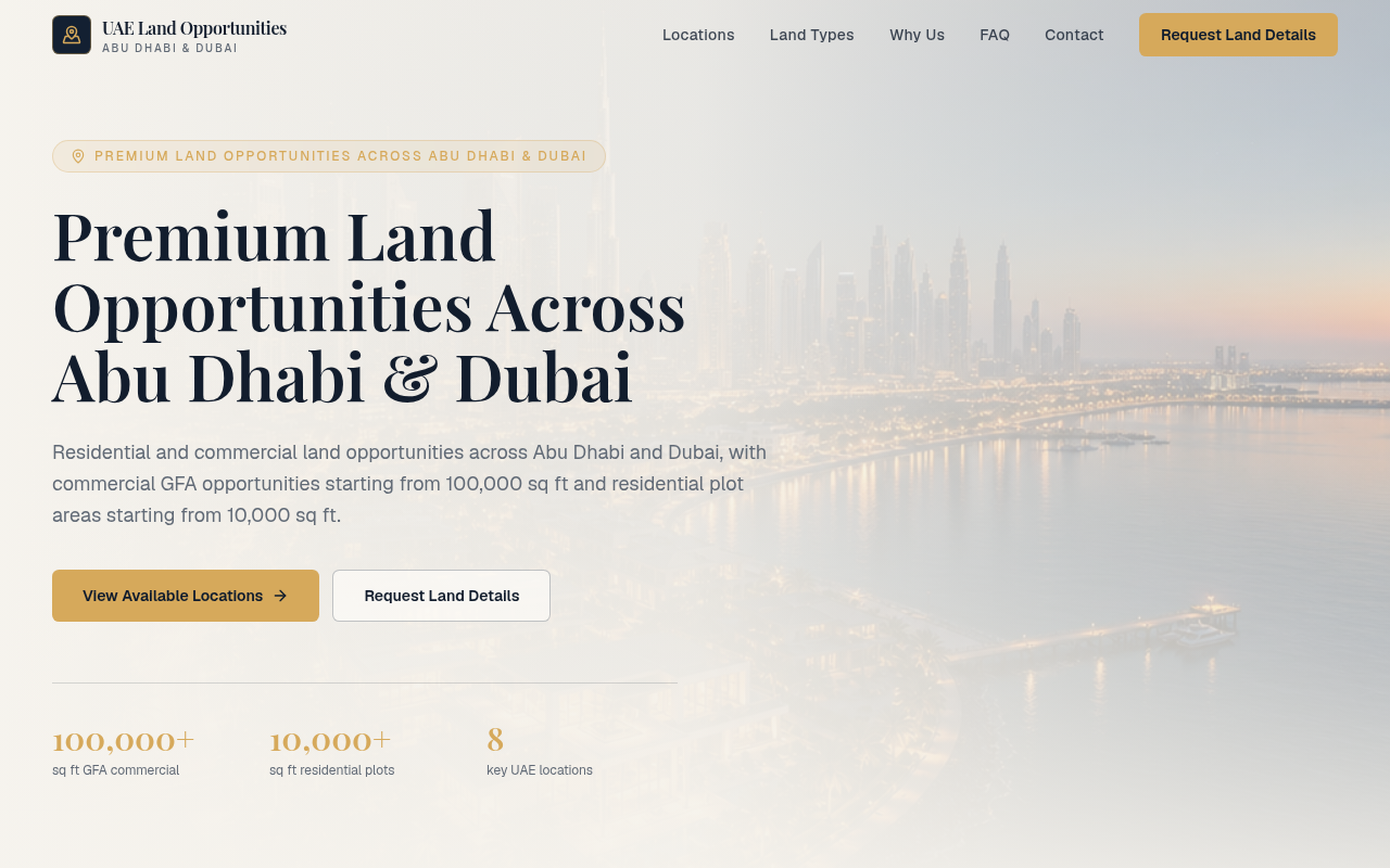 Abu Dhabi Lands website preview